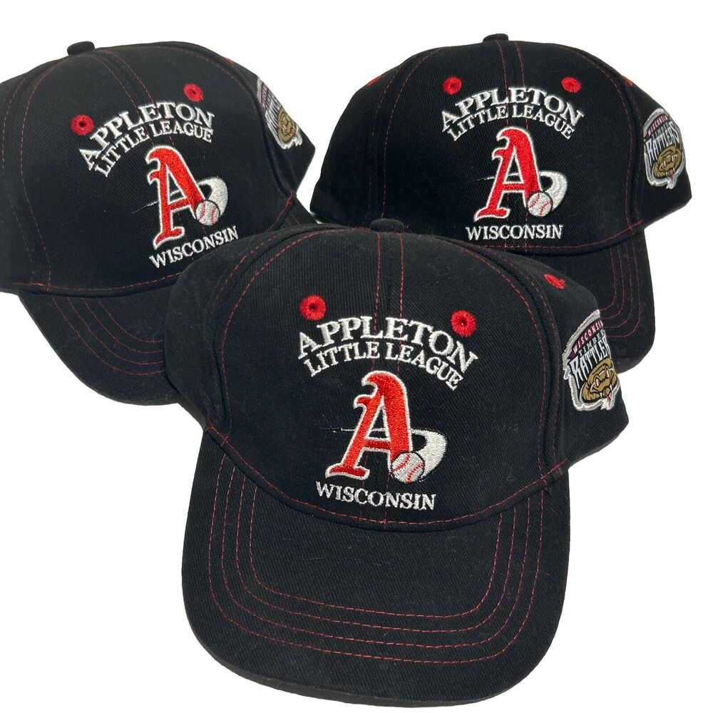 NEW Set of 3 Youth Appleton Little League Timber Rattlers Hat Adjustable Strap